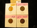 1637 _ 1910P, 27S, 28P & D Lincoln Cents, all Grading EF.