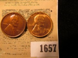 1657 _ Pair of 1929 D Lincoln Cents, one Brown AU and the other Bright Red BU.
