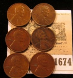 1674 _ (2) 1917 P Brown Unc, (2) 17 D VF, & (2) 18 D VF Lincoln Cents.