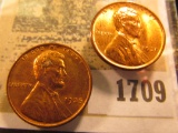 1709 _ Pair of 1935 P Lincoln Cents, mostly Brilliant Red Uncirculated.