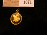 1071 _ Small Felt Bag with a 1985 Iowa Hawkeyes 1/10 oz. Proof Gold Piece depicting Herky the Hawk i