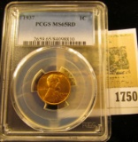 1750 _ 1937 P Lincoln Cent, PCGS slabbed MS65RD