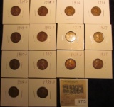 1773 _ (2) 1936P, D, S, 37P, D, S, 38D, (3) 39P, & (3) 39S Wheat Cents, most are VG to F. All carded