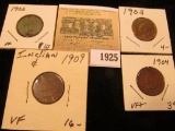 1925 _ 1902 EF, 1903 Good, 04 VF, & 1909 P VF Indian Head Cents.