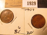 1929 _ 1909 P Indian Cent & Lincoln Cent, both EF.