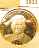 1931 _ 2000 Republic of Liberia Silver Proof $20 John F. Kennedy Commemorative Coin.