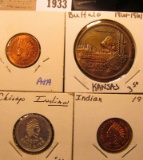 1933 _ (4) Different Indian or Buffalo related Tokens or Medals.