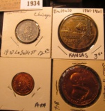 1934 _ (4) Different Indian or Buffalo related Tokens or Medals.