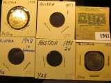 1941 _ (5) Austria Type Coins dating from 1897 to 1948.