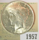 1957 _ 1922 P U.S. Peace Silver Dollar. Gem BU.