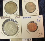1962 _ 1966 1/4 d, BU; 1963 Shilling BU; 1964 Two Shilling BU; & 1963 2 Shilling Six Pence Irish Coi