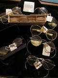 1969 _ (6) Pairs of old Antique Eye Glasses, most are Gold-filled; & a box of various lenses.
