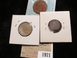 1971 _ 1903 Cn.Q Mexico Silver 20 Centavos; 1901 Cn.Q Mexico Silver 10 Centavos; & 1915 Oaxaca Mexic