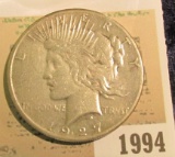 1994 _ 1927 P U.S. Silver Peace Dollar.