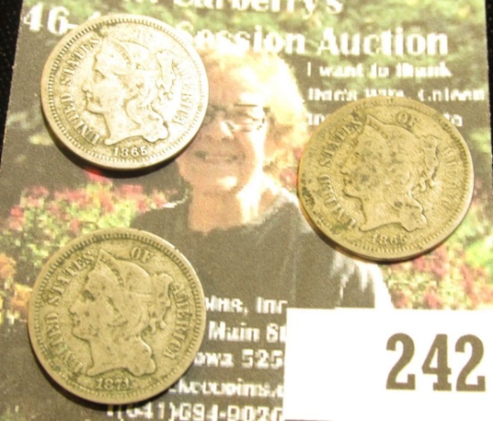 (2) 1865 & 1871 U.S. Three Cent Nickels.