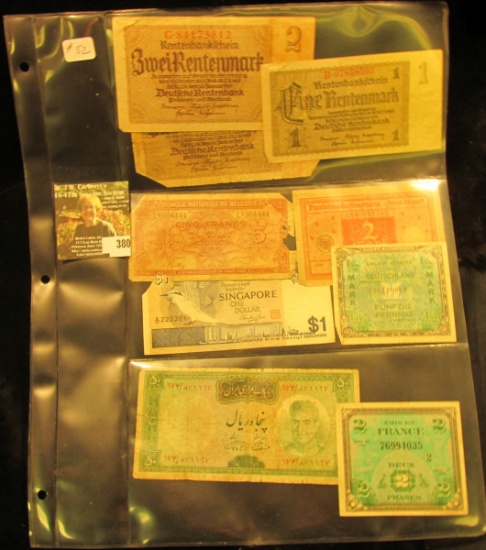 Page of World currency, Germany, France, Singapore