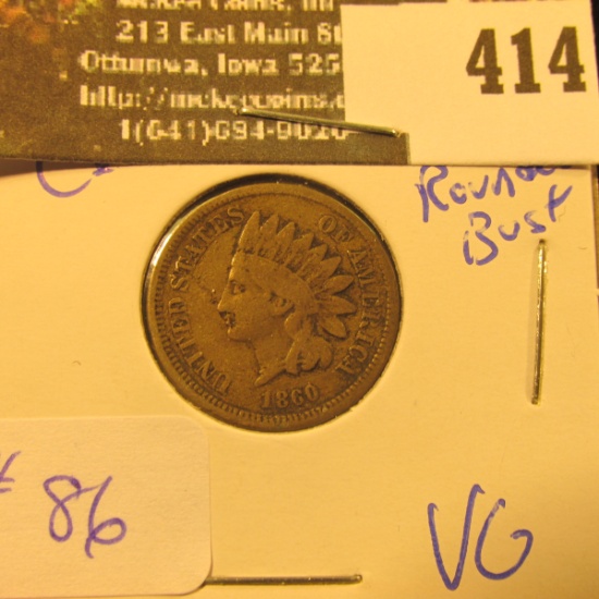 1860 Indian Cent Rounded Bust VG - Greysheet bid $13
