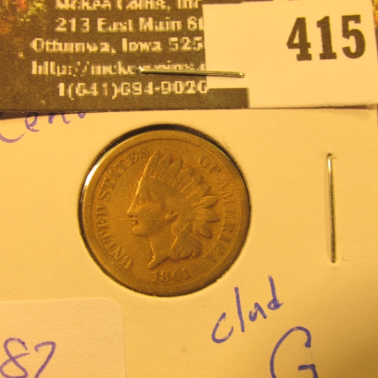 1861 Indian Cent clnd G - greysheet bid is $21 in good