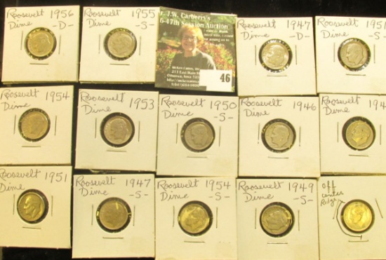 (14) Different Date or Mint Mark Roosevelt Dimes, all but one are Silver and the last is a Mint erro
