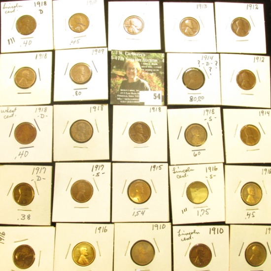 Group of (24) early date Lincoln Cents dating back to 1909. Various grades.