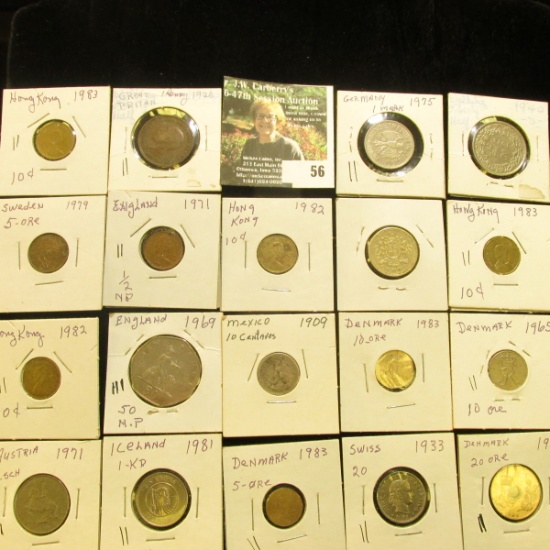 Group of (19) pieces labeled as "Coins from Other Countries". Includes a 1909 Silver Mexico 10 Centa