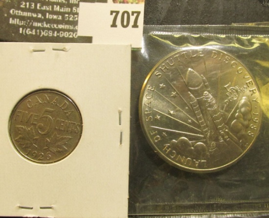 1926 Near 6 Canada Nickel; & 1988 Marshall Islands $5 "Launch of the Space Shuttle Discovery".