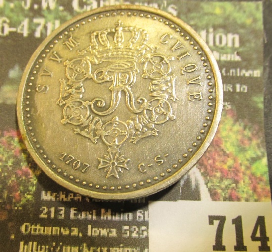 1707 Crown (Believed to be Danish) & made into a Button.