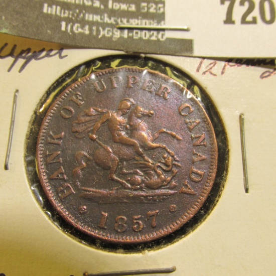 1857 Bank of Upper Canada Half Penny Token.