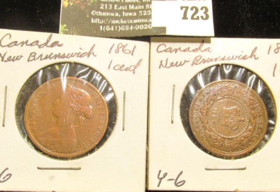 1861 & 1864 Newbrunswick Canada Large Cents.