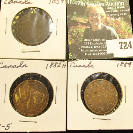 1859, 1882H, & 1884 Canada Large Cents.
