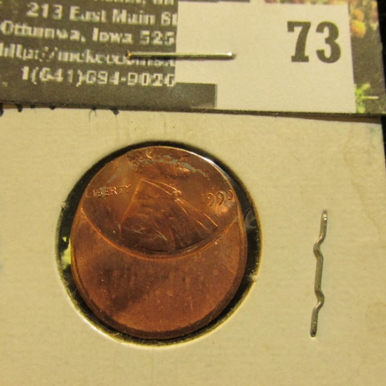 1990 Lincoln Cent Mint error 50% off-Strike at K12. BU.