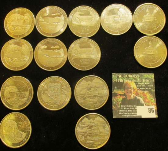 14 pc. Set of Bridges of Madison County, Iowa Medals, Includes (2) 1972, (2) 1973, (2) 1974, 1975, (