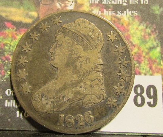 1826 Capped Bust Half Dollar with lettered Edge, Fine.