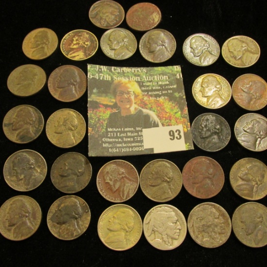 Nice Old Collection of Jefferson & Buffalo Nickels. Includes a better grade 1938 D Jefferson Nickel.