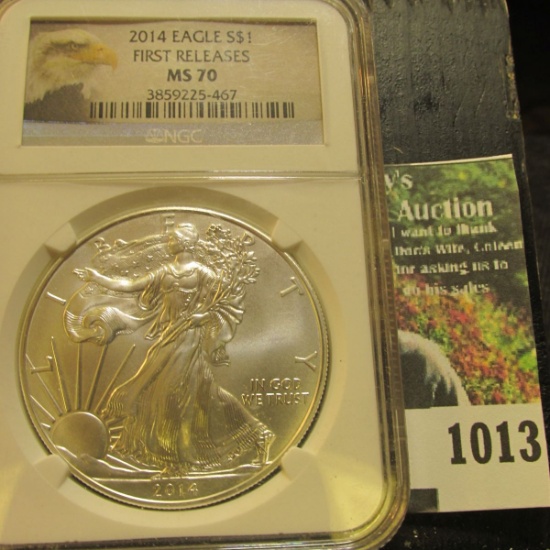 1013 . 2014 American Silver Eagle graded "MS 70 First Releases" by