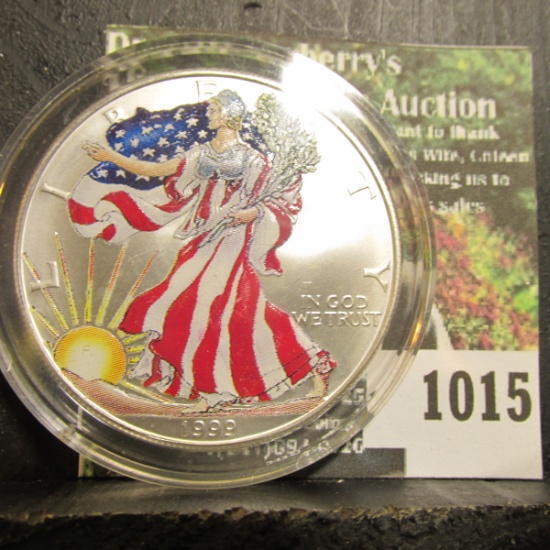 1015 . Colorized 1999 American Silver Eagle