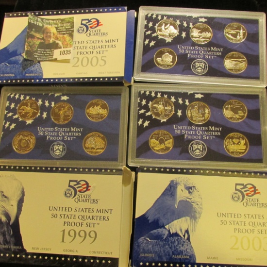 1035 . 1999 S, 2003 S, and 2005 S Proof State Quarter sets.  There