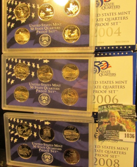 1036 . 2004 S, 2006 S, and 2008 S Proof State Quarters sets.