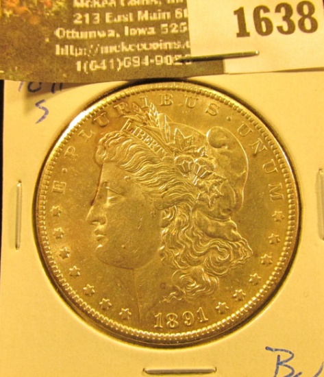 1638 . 1891 S U.S. Silver Morgan Dollar Brilliant Uncirculated.