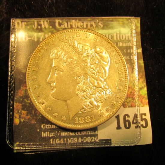 1645 . 1881 O U.S. Silver Morgan Dollar Brilliant Uncirculated.