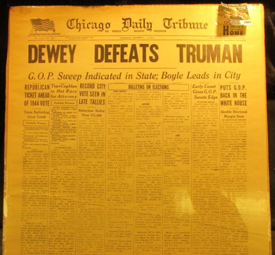 1661 . Large front page of Wednesday, November 3, 1948 "Chicago Da