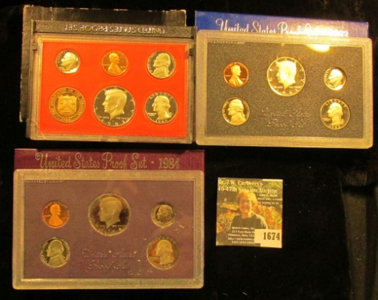 1674 . 1982 S, 83 S, & 84 S U.S. Proof Sets, original as issued.