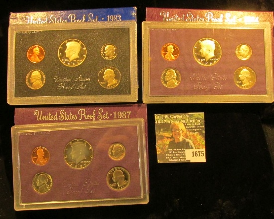 1675 . 1983 S, 84 S, & 87 S U.S. Proof Sets, original as issued.