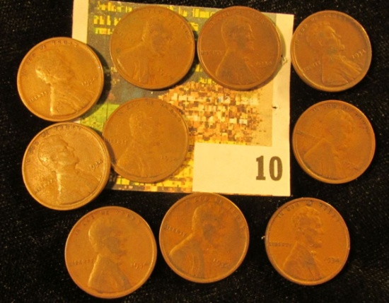 Lot of (10) 1934 P Lincoln Cents.