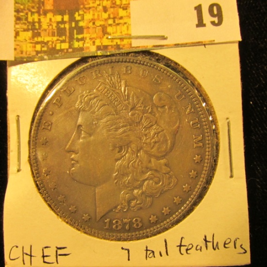 1878 P 7 Tail feathers variety Morgan Silver Dollar, Choice EF.