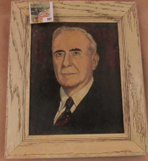 Original Oil Painting of President Truman??? Framed. 10 1/2" x 13".