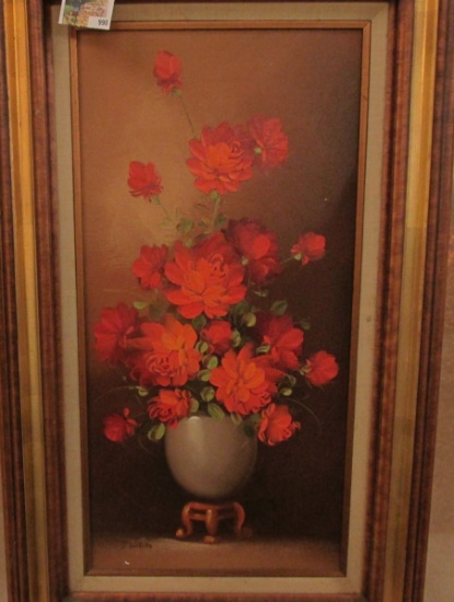 . Original Oil Painting of Roses, by J.Wilson. Framed. 19 1/2" x 31".