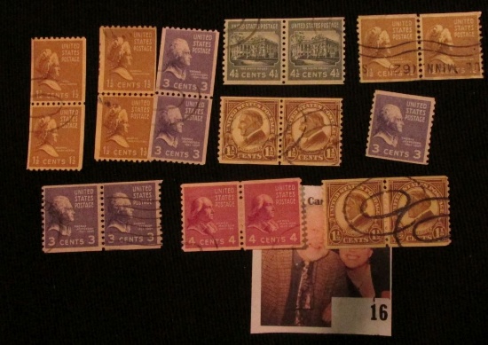 16 _ Packet of 17 Coil Stamps, 18 are in pairs.