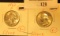 1963 P & D Washington Quarters, both Brilliant Uncirculated and in carded holders.
