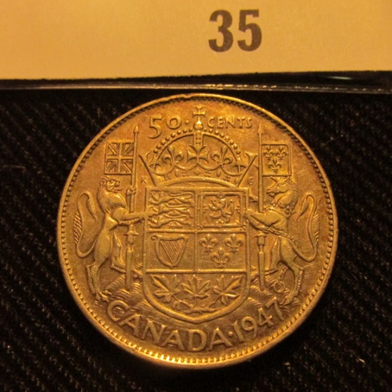 1947 7R Canada Silver Half Dollar, VF